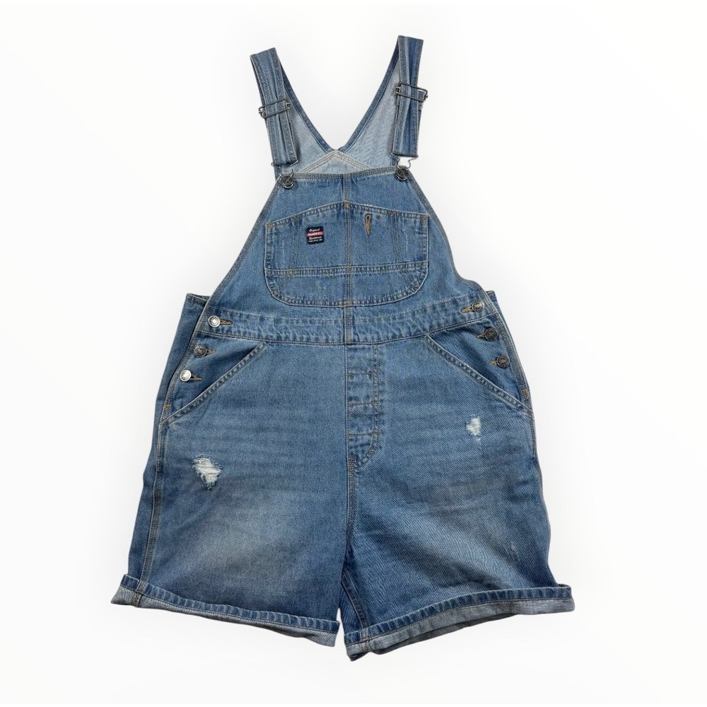 Unionbay Womens Distressed Denim Shortalls Medium Wash Overalls Size M